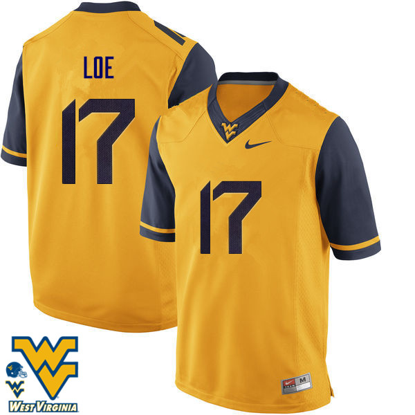 NCAA Men's Exree Loe West Virginia Mountaineers Gold #17 Nike Stitched Football College Authentic Jersey VS23G64CN